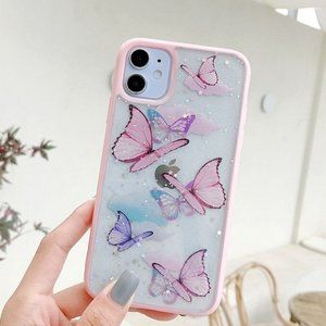 iPhone 11 12 Pro Max Case Glitter Butterfly Pink